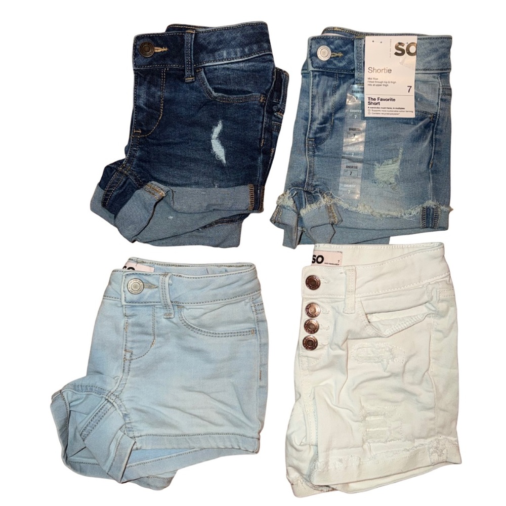 SO Girl Jean Shorts Lot- Dark Blue, Light Blue, and White
